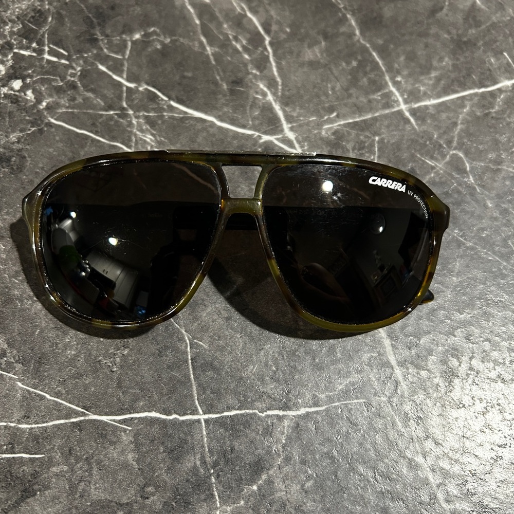 Carrera Brown Aviator Sunglasses with Black Lenses